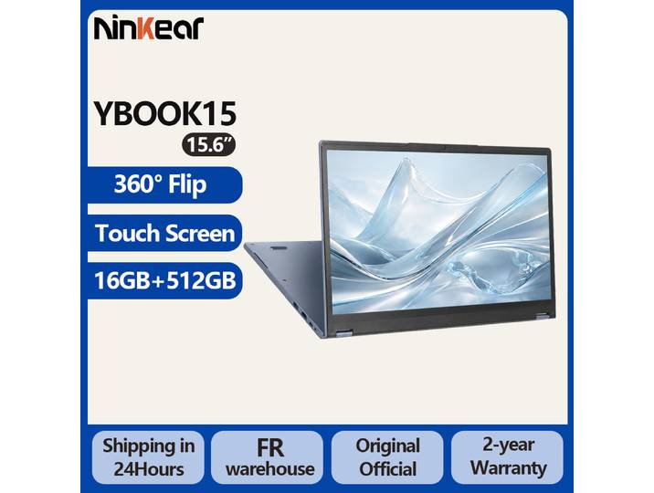 Ninkear YBook15 Ordinateur Portable 2 en 1 15,6 pouces AMD Ryzen 3 3250U 16Go DDR4 512Go SSD Écran Tactile FHD IPS Convertible 360° Windows 11 Clavier Rétroéclairé pour Travail Étude