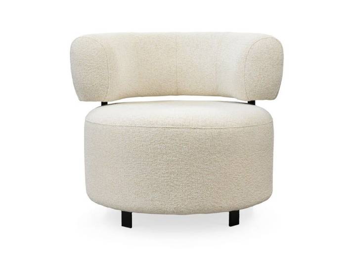 NAYA - Fauteuil design en tissu beige et métal noir