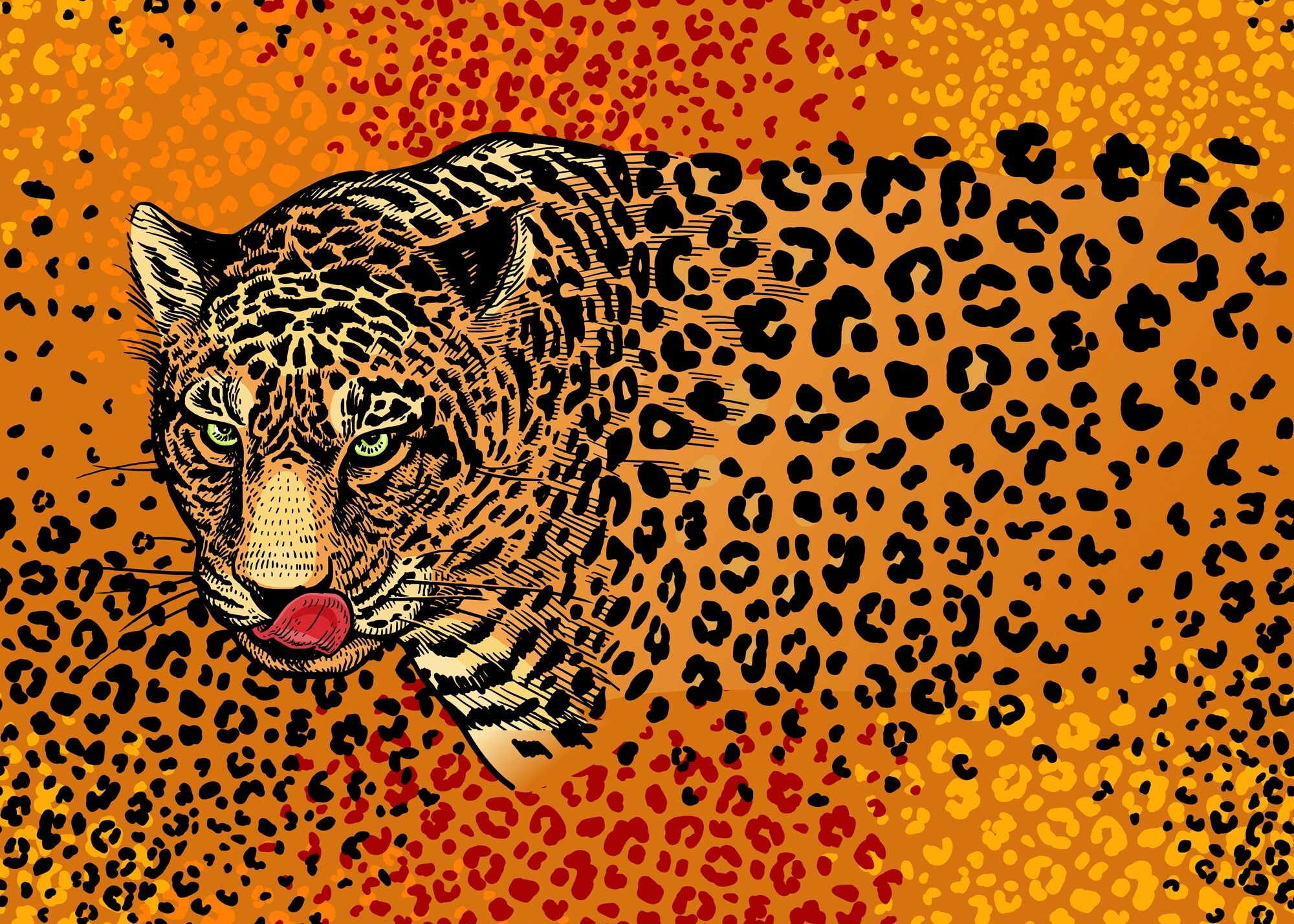 Fototapete PAPERMOON "ABSTRAKT DESIGN- LEOPARD", bunt, B:2,5m L:1,86m, Vlies, Tapeten, Fototapete