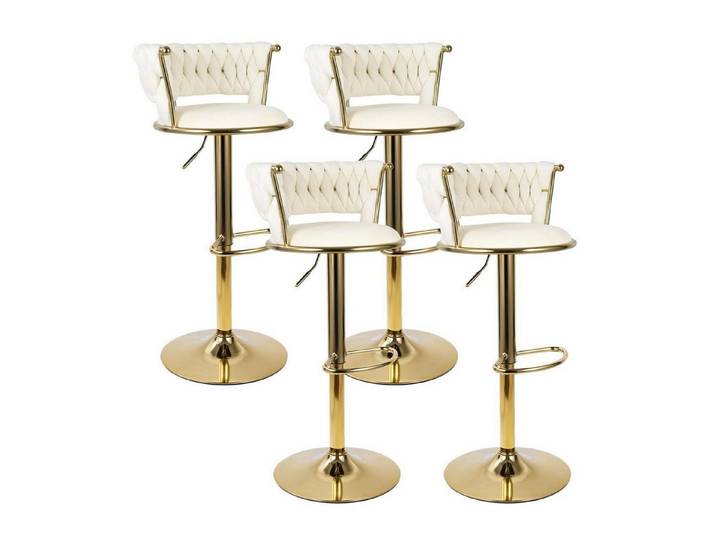 LuxusKollektion Barhocker Barhocker 4er Set Höhenverstellbar Ergonomisch Beige 4er Set