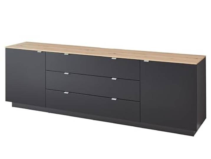 möbelando Lowboard >Core< in schwarz supermatt Dekor, MDF, Spannplatte - 240x77x44 (BxHxT)