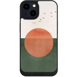 Nivocase Handyhülle für Apple iPhone 14 Hülle NIVOpure Case Schwarz Sonnenschein Sonnenuntergang Vogel (Apple iPhone 14), Smartphone Hülle, Schwarz