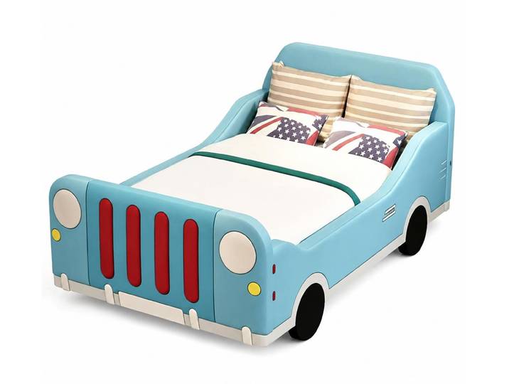 JVmoebel Autobett Blaues Autobett Kinderbett Bett für Jungen Mädchen Kinderbetten, Made in Europa