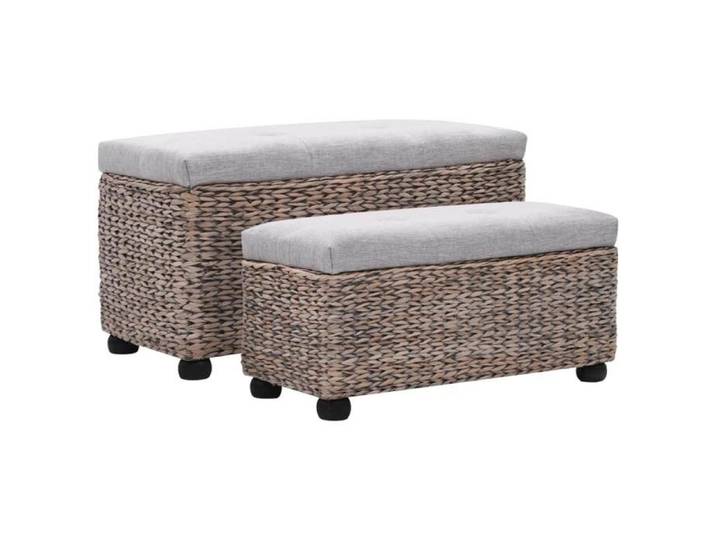 Banquette pouf tabouret meuble banc 2 pcs jacinthe d'eau gris 3002178