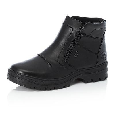 Winterstiefelette RIEKER "Flip Grip", Herren, Gr. 47, Schurwolle, schwarz, Leder, Schuhe Winterstiefelette, Winterboots mit TEX und ausklappbaren Spikes an der Laufsohle