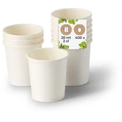 BIOZOYG Schnapsbecher aus Papier 400 Stück 20 ml weiß - Pappbecher Beschichtet Party Zubehör Einwegbecher Messen, Events, Verkostung