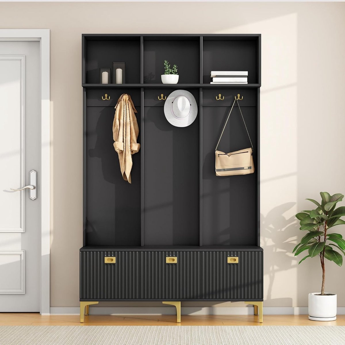Elegante Garderobe met Zitbank en Opbergruimte voor Hal - Multifunctioneel en Compact