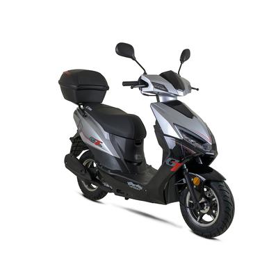 Motorroller GT UNION "Sonic X 25", silber (silberfarben, schwarz, schwarz), Motorroller, mit Topcase, 25 km/h, Luftgekühlter Motor, B:68cm H:105cm L:183cm