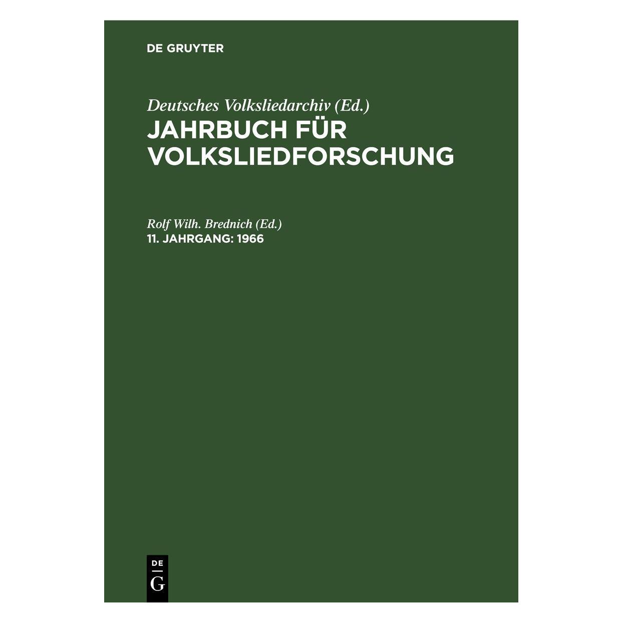 De Gruyter Jahrbuch für Volksliedforschung / 1966 (Deutsch, Hardcover) (67777542)