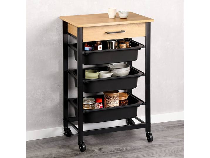 Chariot de cuisine Kesper avec 3 47 x 82 x 37cm Noir