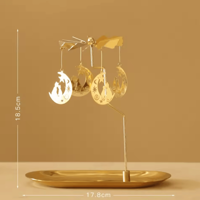 Inspire Curations LumiSpin Gold Rotating Candle Holder Romantic Spinning Tealight Decor For Home & Events without Tray 4