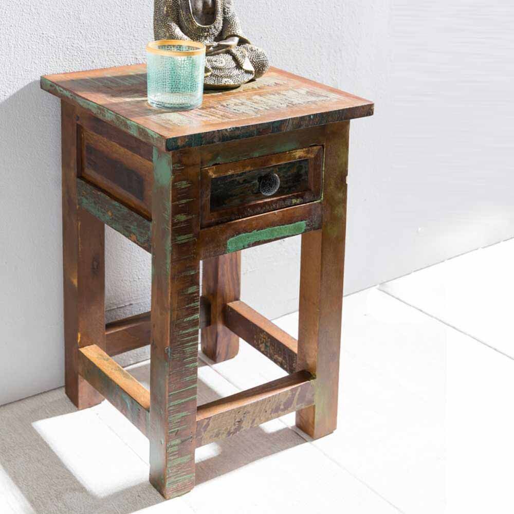 Pharao24.de Beistelltisch im Shabby Chic Design Bunt Braun