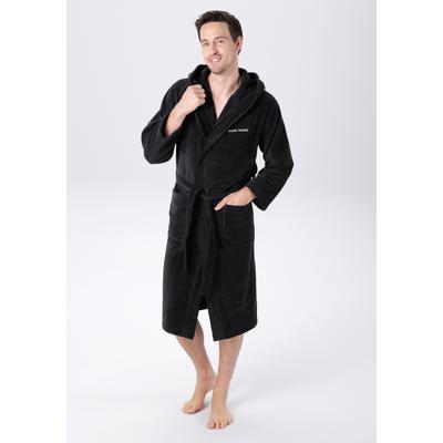 Unisex-Bademantel BRUNO BANANI "Daniel, ideal für Sauna & Spa, Hotelbademantel, Morgenmantel" Gr. 5XL, grau (anthrazit), 5XL, Veloursfrottier, Hausmäntel, Damen & Herren Bademantel, lang, mit Taschen, S-5XL