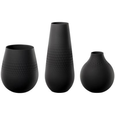Dekovase VILLEROY & BOCH "Vasen-Set Manufacture Collier 3er Set schwarz", schwarz, B:2cm H:2cm T:2cm, Vasen