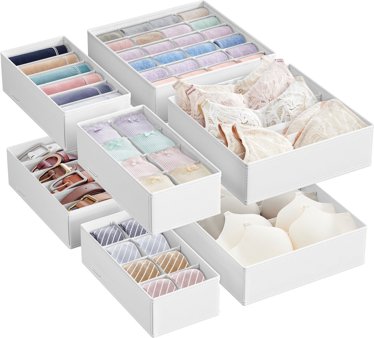 Songmics Lade Organizer 8-delig - Opvouwbare Ladeverdeler voor Ondergoed, BH's, Sokken en Stropdassen
