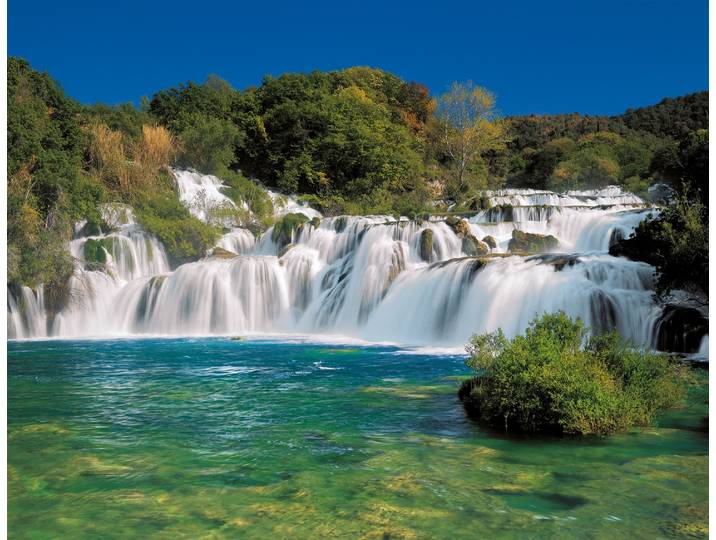 Fototapete KOMAR Krka Falls - Größe 368 x 254 cm , bunt, B:3,68m L:2,54m, Papier, Tapeten, Fototapete, Wohnzimmer, Schlafzimmer
