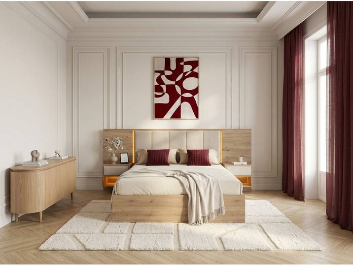Lit coffre avec leds RYOKAN et chevets intégrés 140x190