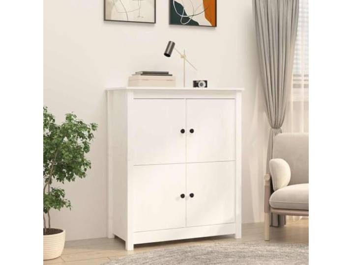 HEFZGDB Massivholz Sideboard Kiefer minimalistisch im Landhaus-Stil rustikal modern mit Vier Fächern als Kiefernholz Sideboard für Wohnzimmer und robuster Oberplatte