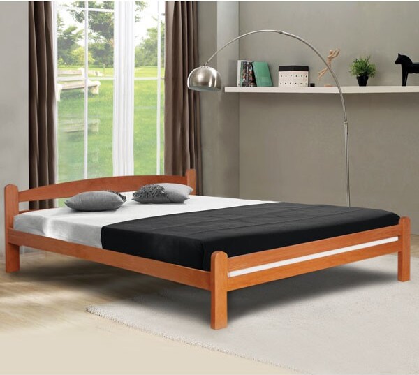 Bett LASSY, für Matratze 140x200, mit Lattenrost, massiv Buche natural