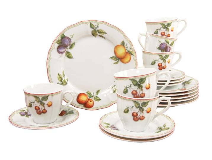 Kaffeeservice CREATABLE Geschirr-Set Flora Orchard , bunt (weiß, bunt), 18 Stk., Porzellan, Geschirr-Sets, Kaffeeservice, Service, 18 Teile, für 6 Personen