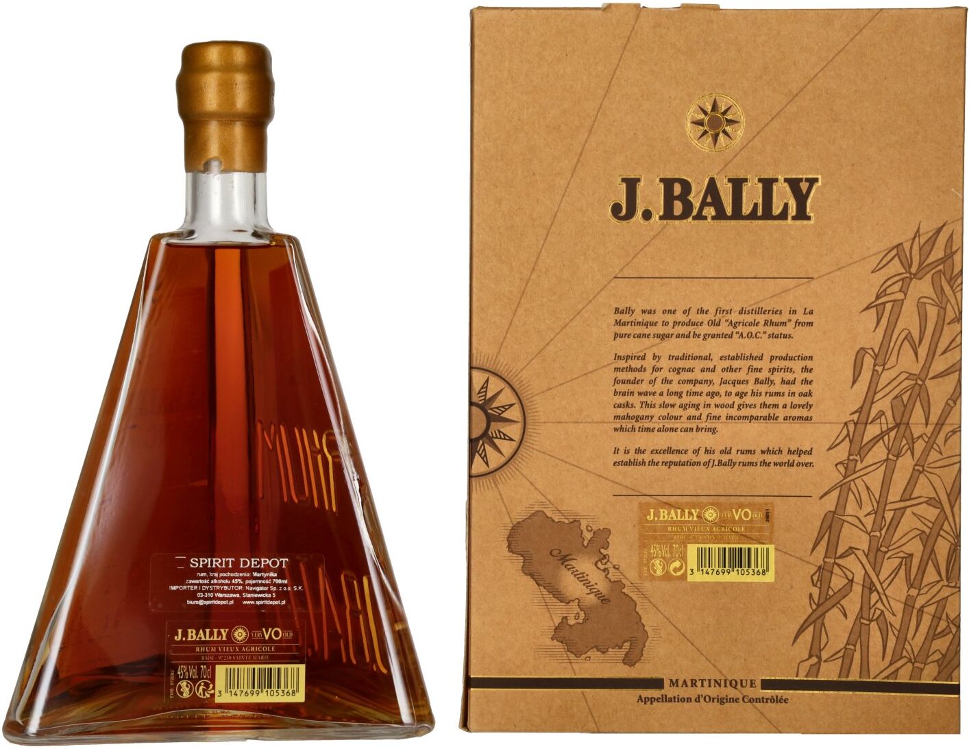 J. Bally Rhum Vieux Agricole Martinique VO 45% Vol. 0,7l in Geschenkbox