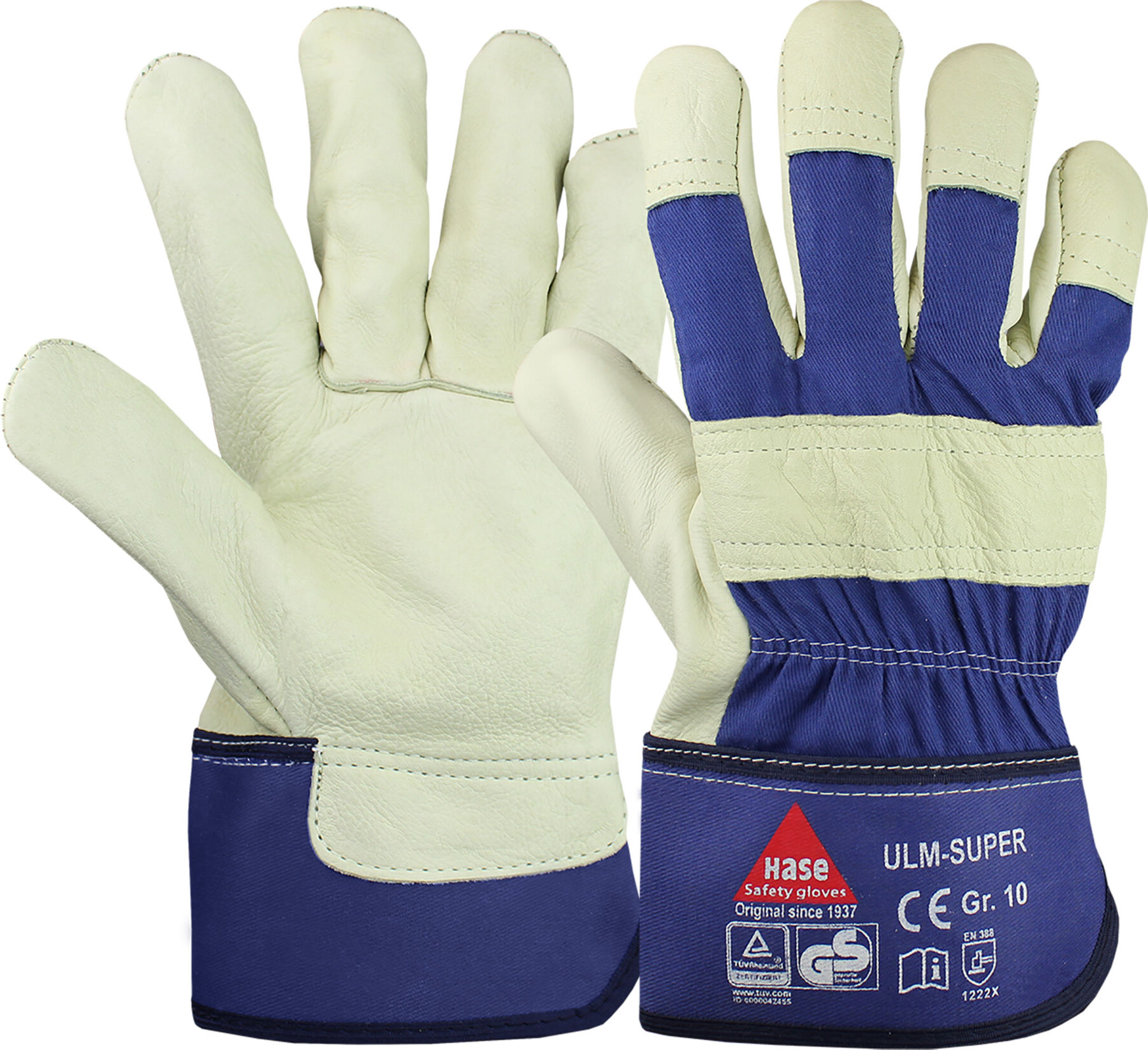 Hase ULM SUPER, Arbeitshandschuh aus Narbenleder, Farbe blau, Größe 8 (205200-3-8)