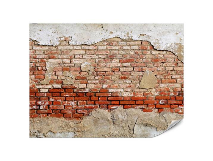 FOTOTAPETE für Wohnzimmer Alte Rissige Rote Ziegelwand Rustikal 200x140