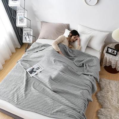 Uplift Picks Summer Waffle Cotton Blanket Lightweight Knitted Bed Throw gray 200x230 Cm