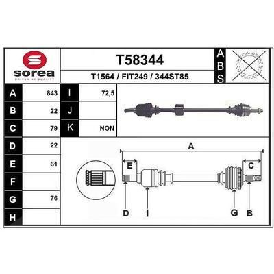 Eai Antriebswelle [Hersteller-Nr. T58344] für Fiat