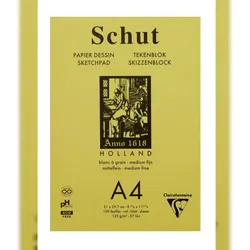 Clairefontaine 5x Schut Skizzenblock A4 geleimt Petit Grain, 100 Blatt weiß 125g, mittelfeine Körnung - SCH11804C