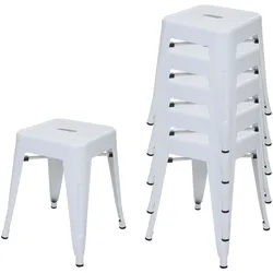 6er-Set Hocker MCW-A73, Metallhocker Sitzhocker, Metall Industriedesign stapelbar ~ weiß