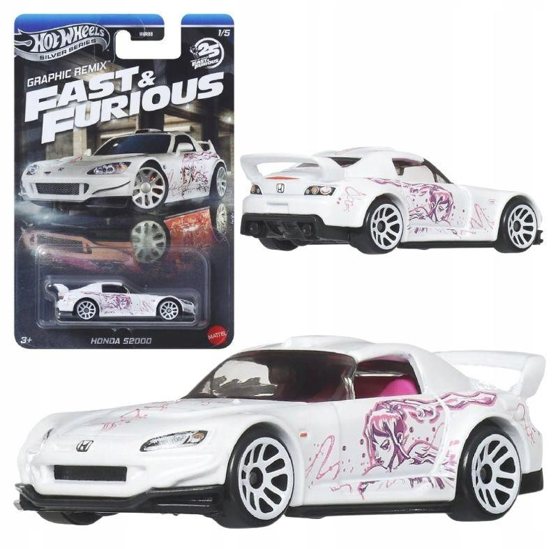 Hot Wheels Fast & Furious Graphic Remix Honda S2000 Die Cast Auto, Wit, Lengte: 7 cm