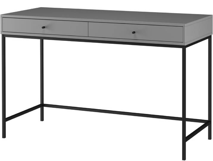 Bureau avec 2 tiroirs en mélaminé gris