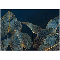 FOTOTAPETE Blätter Glamour Blau 350x250 cm