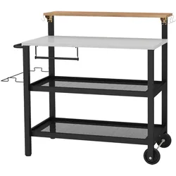 Helloshop26 - Küchenwagen auf Rollen 116 x 73 x 111 cm großes Stauvolumen modernes Design schwarzes Metall 20_0011652