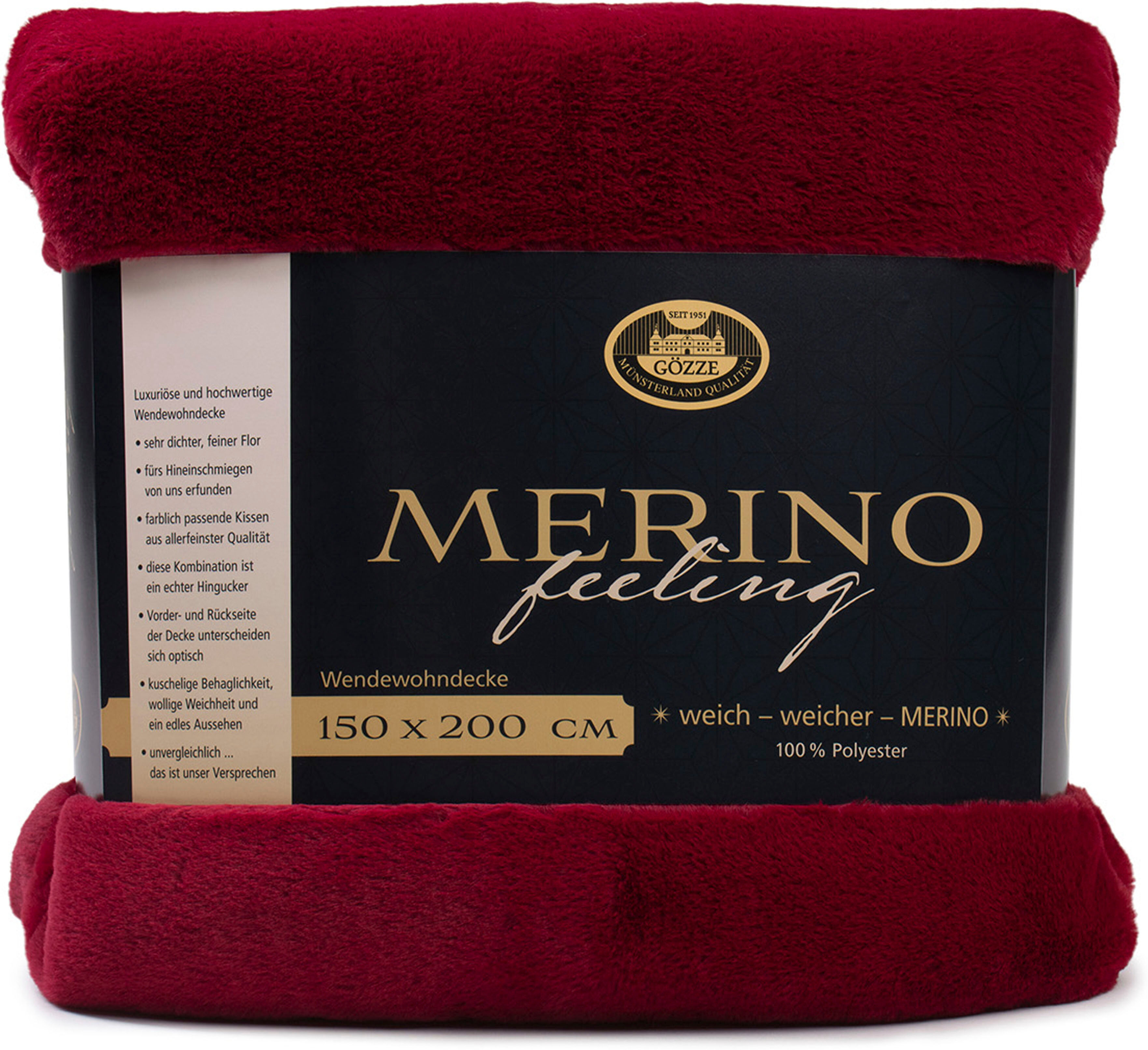Wohndecke GÖZZE "Merino, kuschelig und weich", rot (karminrot), B:150cm L:200cm, Polyester, Wohndecken, Wohndecke, kuschelig weich