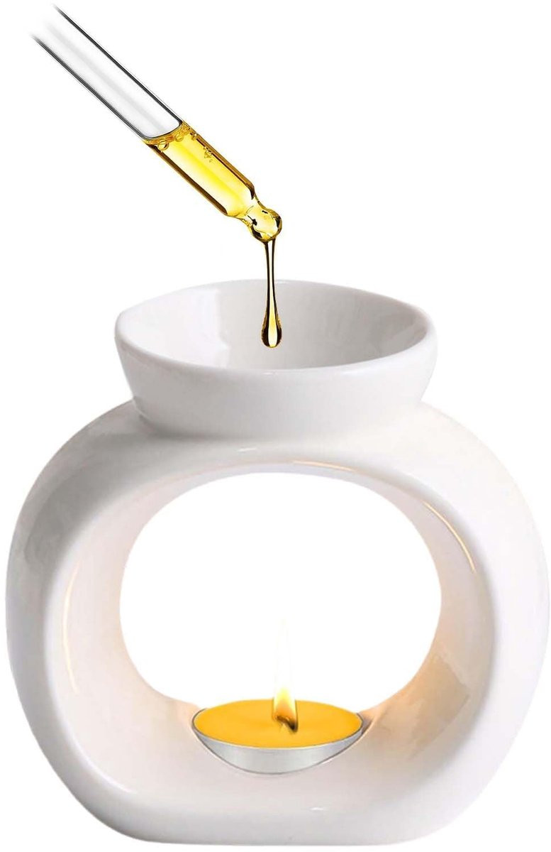 Wit keramische aroma lamp met tealighthouder voor een ontspannen sfeer