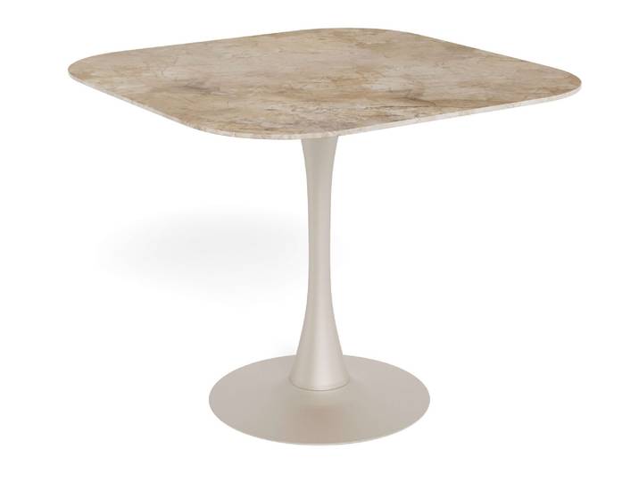 Esstisch ACTONA GROUP Speisetisch , beige (braun, grau, braun), B:90cm H:75cm T:90cm, Tische, Esstisch, Tisch braun, polierte Keramiktischplatte