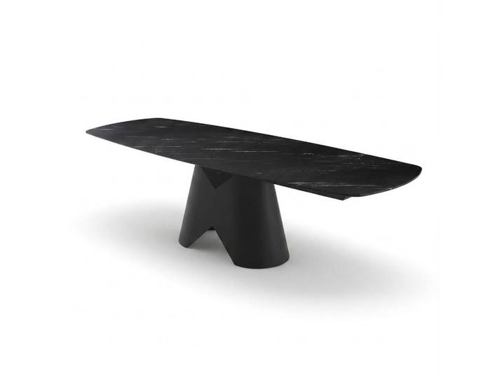 Xlmoebel Esstisch Moderner Esstisch aus Metall mit Keramik-Oberfläche in Schwarz, Made in Europa
