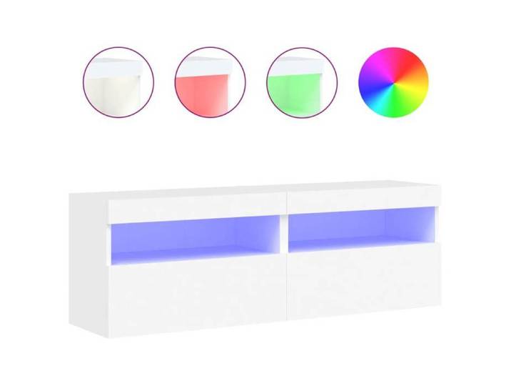Meubles TV muraux - Lumières LED RVB - 2 pcs - armoires suspendues blanc 60x30x40 cm - Design Contemporain RUI07 3149