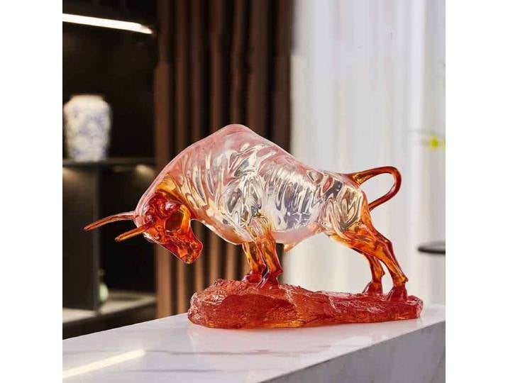 Ornement de sculpture de taureau créatif, statue de vache animale, corne de luxe, décoration de chambre, artisanat en résine, décoration de bureau de salon