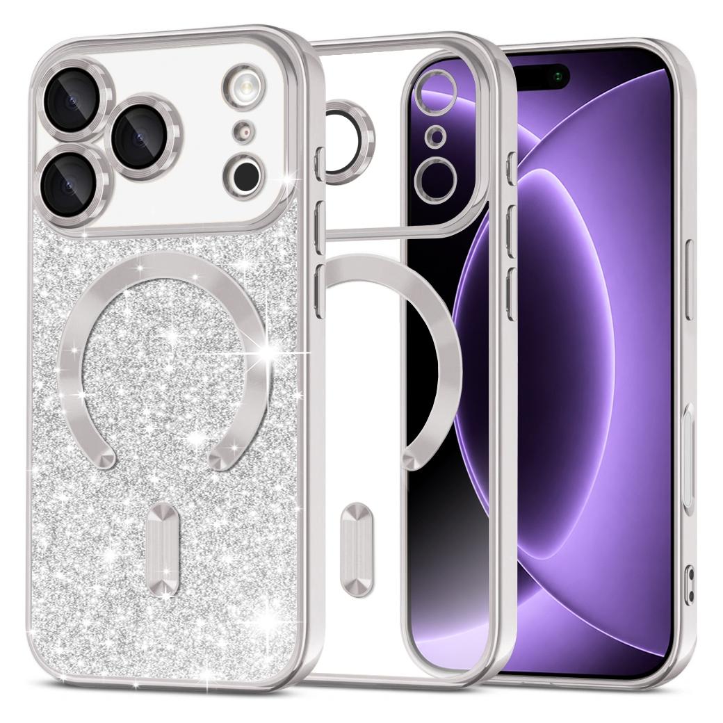 Techsuit - Luxury Glitter MagSafe - iPhone 18 Pro / iPhone 17 Pro - Silver (Apple iPhone 17 Pro, Apple iPhone 18 Pro) (72060010)