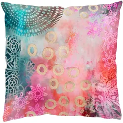 DEKOKISSEN Pink und türkises Batik Muster 50/50 cm