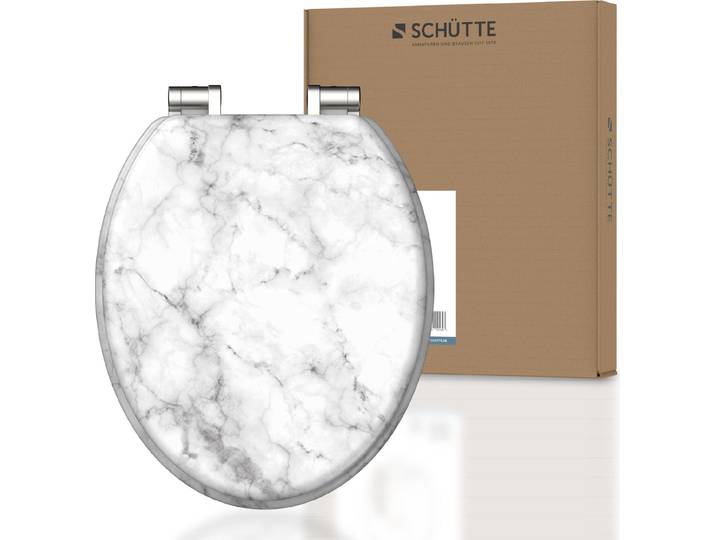 SCHÜTTE MDF WC Sitz MARMOR STONE, Toilettendeckel mit Absenkautomatik
