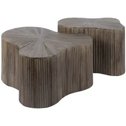 Couchtisch Foray 2er-Set aus Teakholz, organisches Design, modern, Braun, handgefertigt