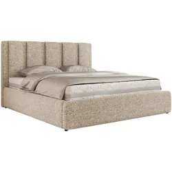 POLSTERBETT SAVINO CLASSIC 140/200 - Beige Struktur - Schaum-Matratze