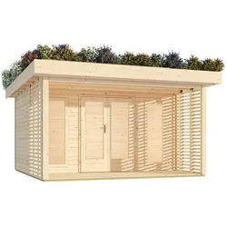 Karibu Gartenhaus Oslo Gartenhaus mit Gründach – 15,72 m2 nordischer Fichte 38 mm Wandstärke
