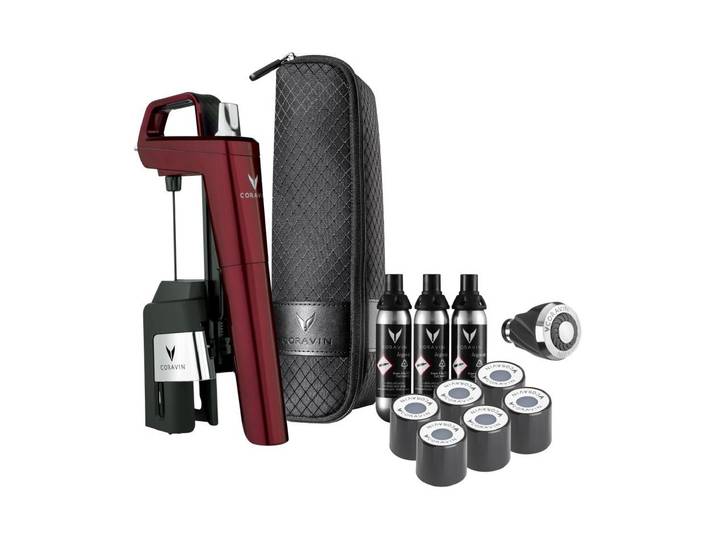 Flaschenausgiesser Coravin Timeless Six , rot, Kunststoff, Ausgiessaufsätze, Flaschenausgiesser