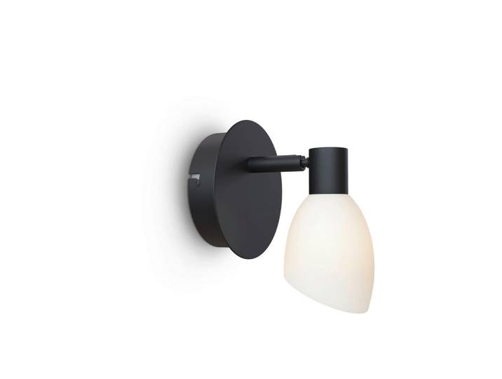 Belid Wandleuchte Cut, Opal, Schwarz, Metall, Glas, 11.5 cm, CE, Lampen & Leuchten, Innenbeleuchtung, Spots & Strahler, Wandstrahler