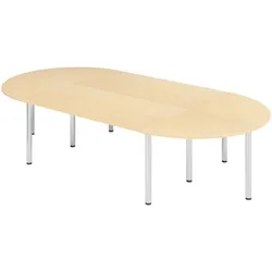 bümö Konferenztisch oval 320x160 cm großer Besprechungstisch in Ahorn, Besprechungstisch mit Chromfüßen, Meetingtisch für 8 Personen, Tisch für